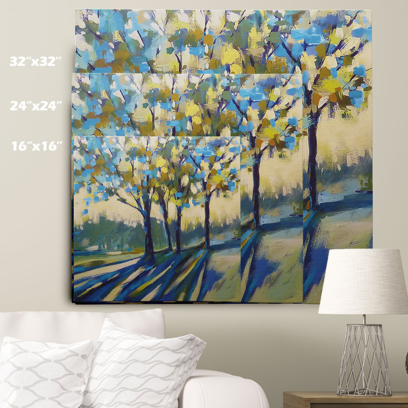« long shadows » par karen margulis, reproduction d’art sur toile tendue, H 16 po x l 16 po x P 1,5 po
