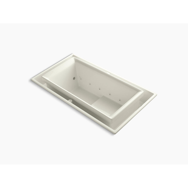 Sok Drop-In Effervescence Bath with Chromatherapy and Right-Hand Drain, Biscuit