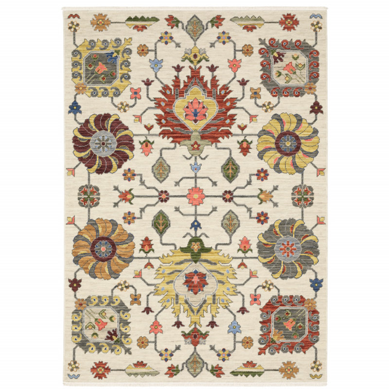 Tapis brun / beige en laine tissé à la machine Markeya, Rectangle 2 pi x 3 pi