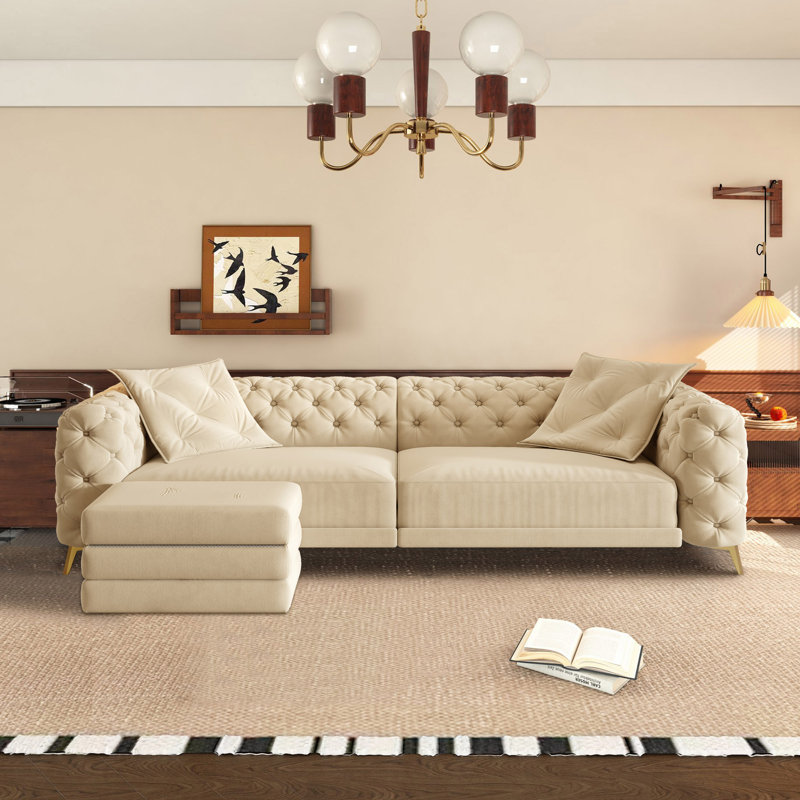 Yates 97.7" 3-In-1 Convertible Sleeper Sofa, Apricot