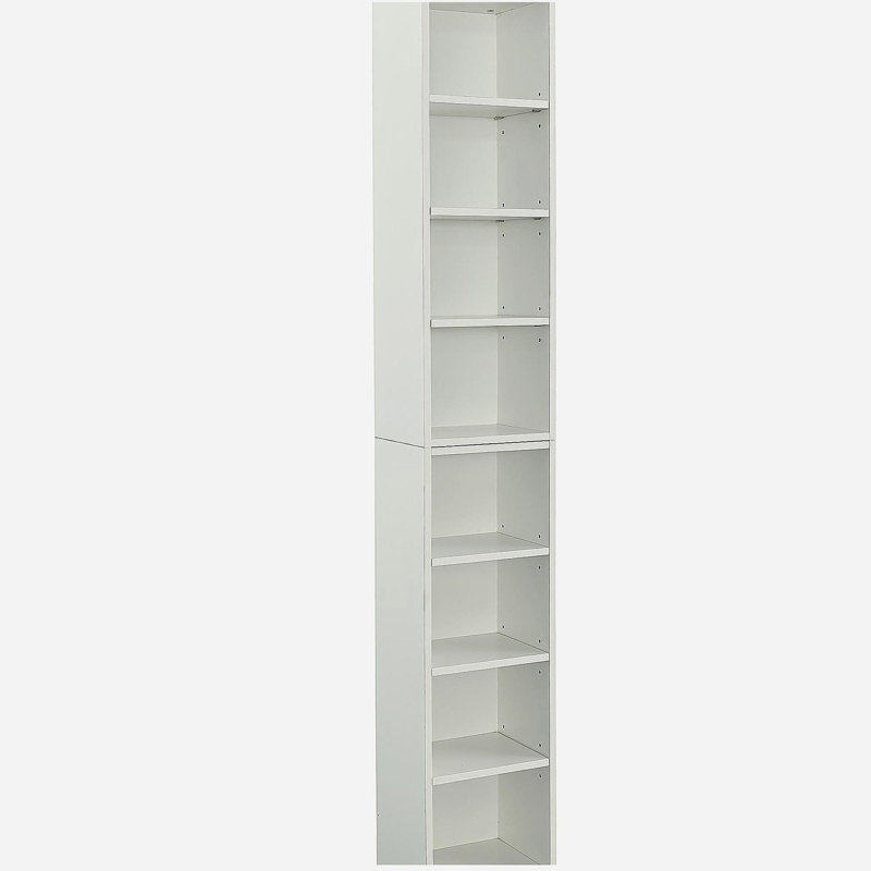 Étagère de rangement à 8 niveaux, armoire de rangement mince avec tablettes réglables, bibliothèque haute étroite et bibliothèque à double étage multifonctionnelle