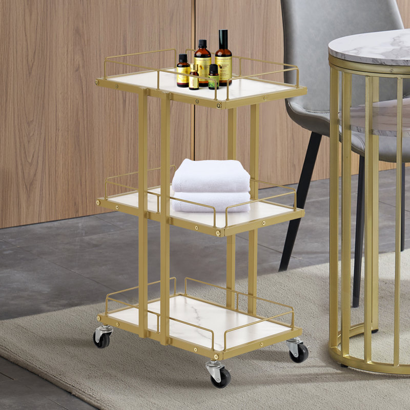 Khalis Salon Metal Multi-Purpose Utility Trolley Cart, Rolling Cart with Wheels