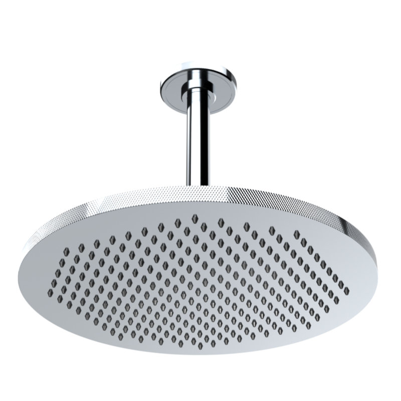 Rainstone Rainshower Head - Industrial, Knurled, 12", Chrome