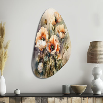 Marcoux - Peonies Fall Shape Assymterical Metal Wall Art