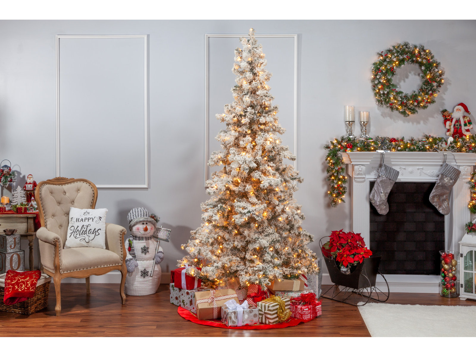 Frosted 7.5' Pre-Lit Spruce Christmas Tree