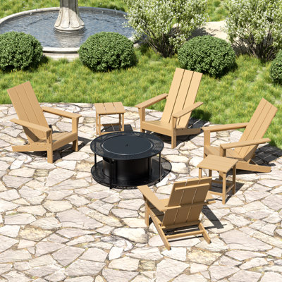 7 Piece Adirondack Chair With Side Table And Smokeless Fire Pit