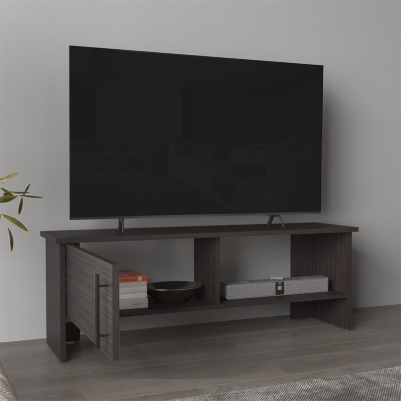 Meuble télé, 1 porte, 1 tablette, Marron foncé