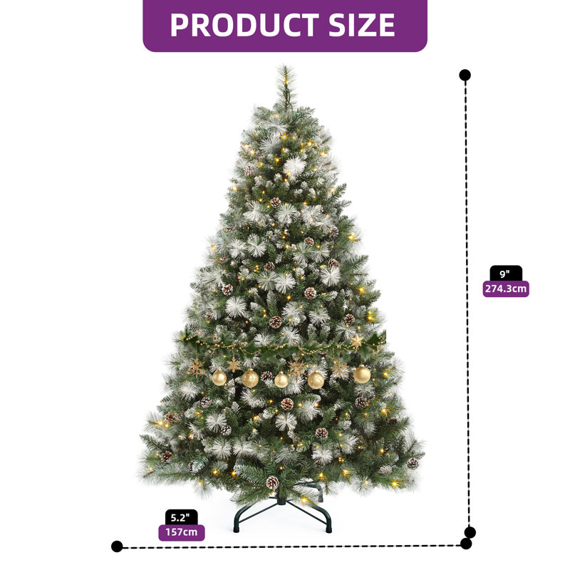 Arbre de Noël pré-décoré 4,5 pi avec 4,5 modes d'éclairage et pommes de pin pré-décorées 4,5 pi, 4.5'