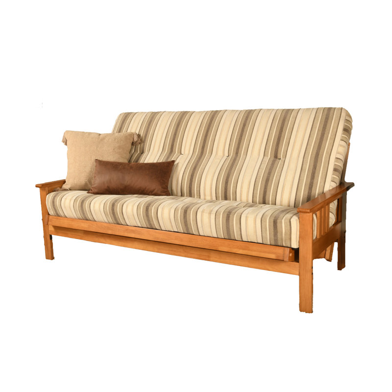 Johnte Full-Size Futon Frame and Full-Size Innerspring Mattress, À ressorts, Gris parma, Noyer cendré