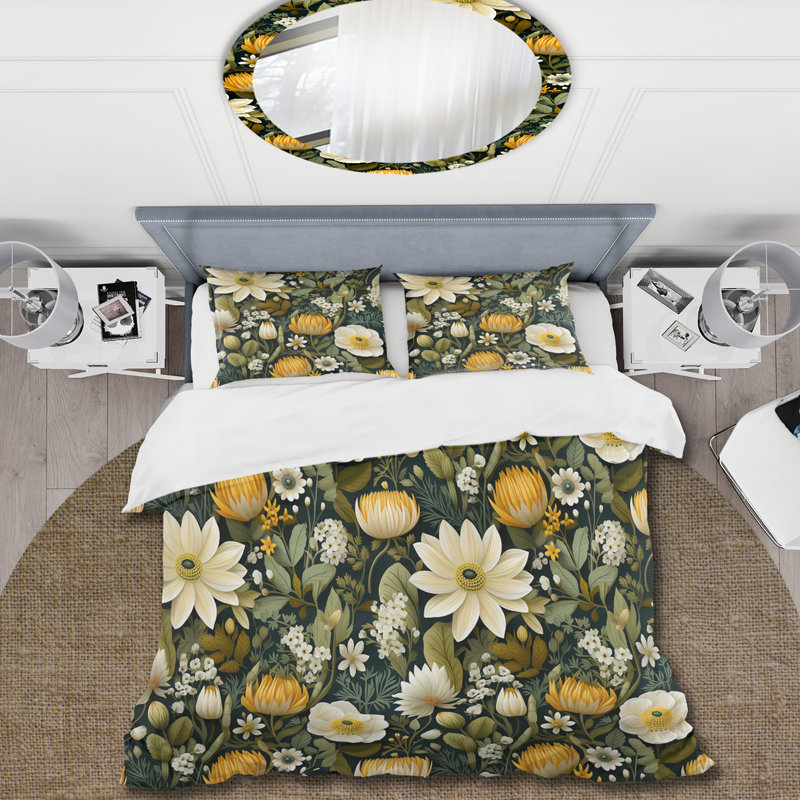 Ensemble de housse de couette Botanical Bliss Boho, Housse de couette pour très grand lit et 2 très