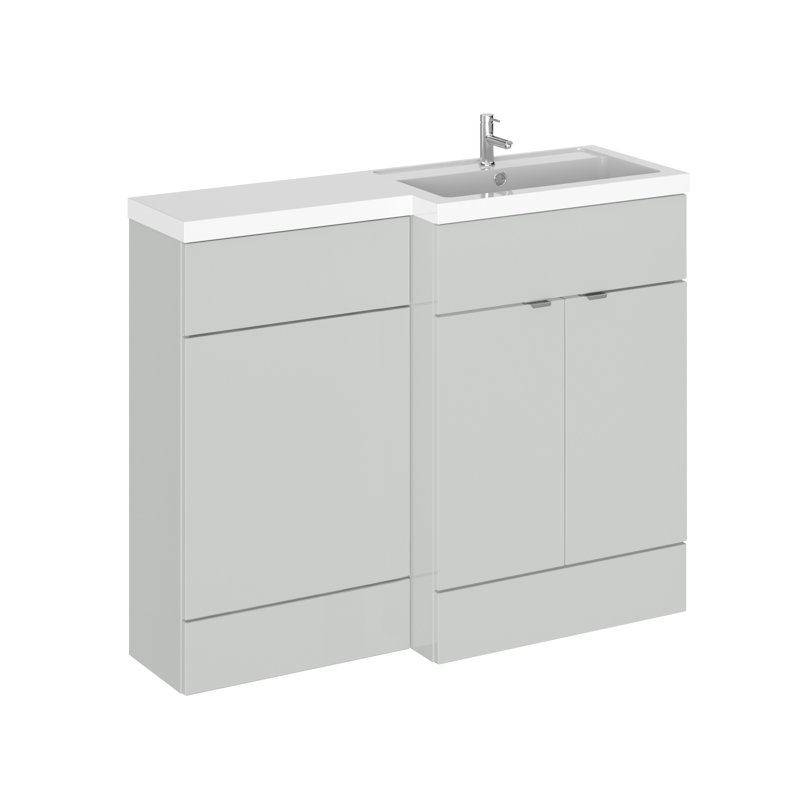 Fusion Bathroom Vanity with Basin, Right-Handed, Gloss Grey