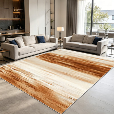 1PC Abstract Brown Ombre Brush Stroke area rugs for Living Room, Soft and Comfortable, Suitable for all seasons, easy-to-maintain, machine washable Indoor floor mat, Under Table Farmhouse suitable for dining room, bedroom, home office, entryway,