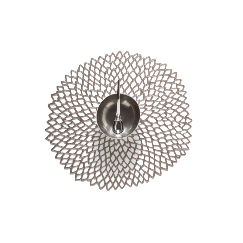 Dahlia Vinyl Solid Colour Round Placemat, Gunmetal