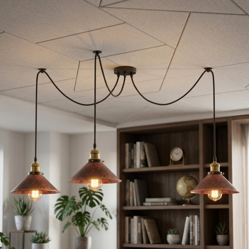 3 - Light Cone Pendant, Rustic Red