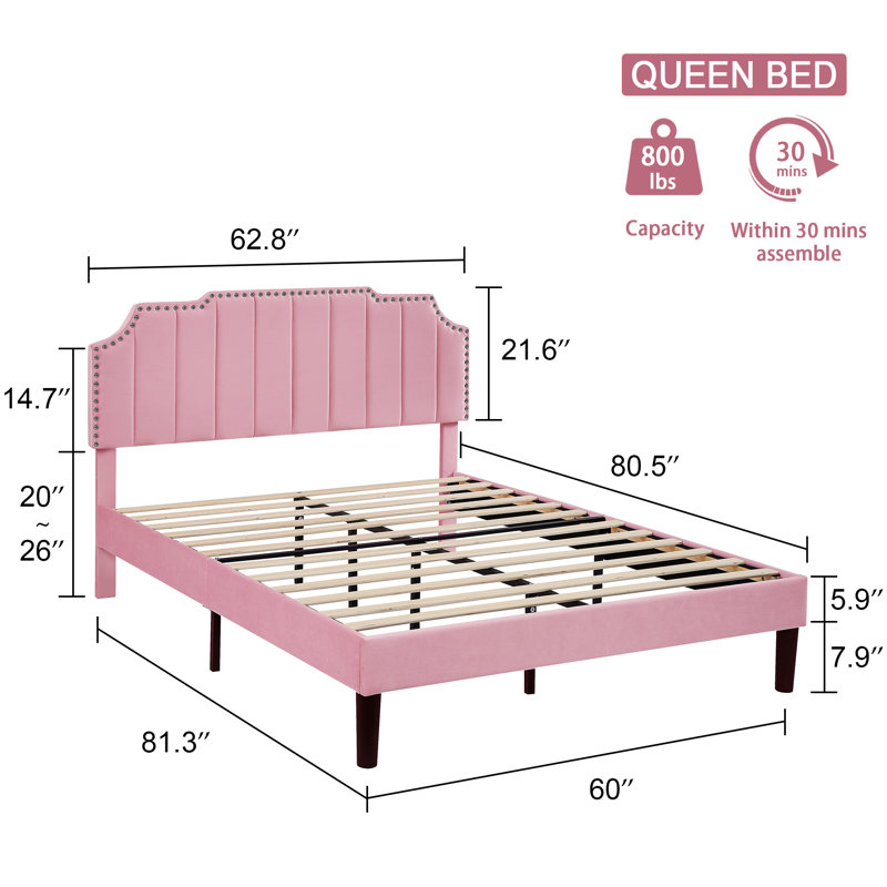 Ensemble de chambre à coucher avec cadre de lit et table de chevet 2 pièces (ensemble de 2), Grand