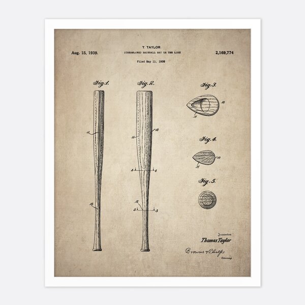 17 Stories Baseball Bat On Paper Print - Wayfair Canada