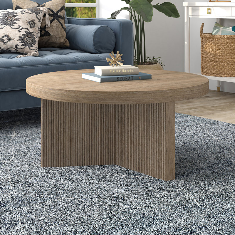 Pedestal Coffee Table, Beige/Grey