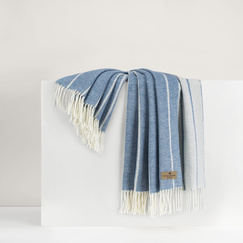 Crystal Blue Fiji Stripe Throw, Blue Striped