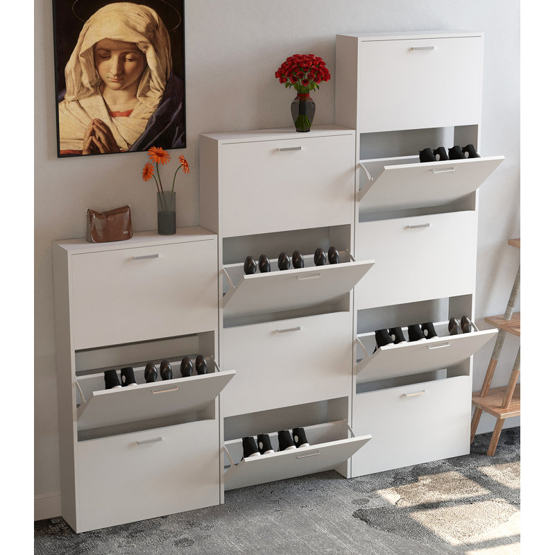 9 Pair Shoe Storage Cabinet, White