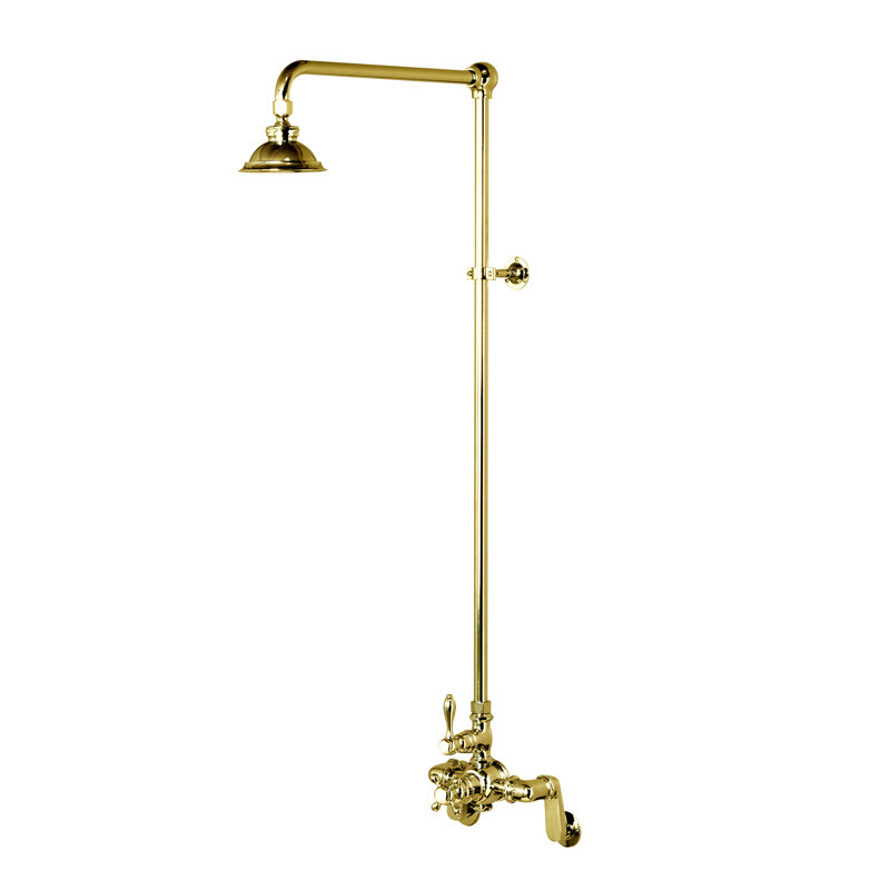 Exposed Thermostatic Shower System (P1130) by Strom Living, Unlacquered Polished Brass