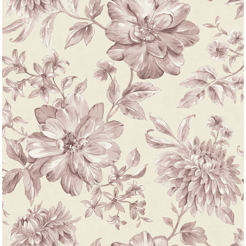 Papier peint floral Gabriela, Rose