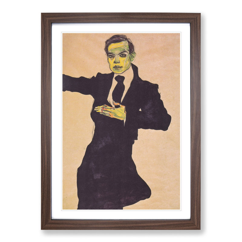 Maler Max by Egon Schiele - Picture Frame Painting, Walnut Framed, 36cm H x 27cm W x 2cm D