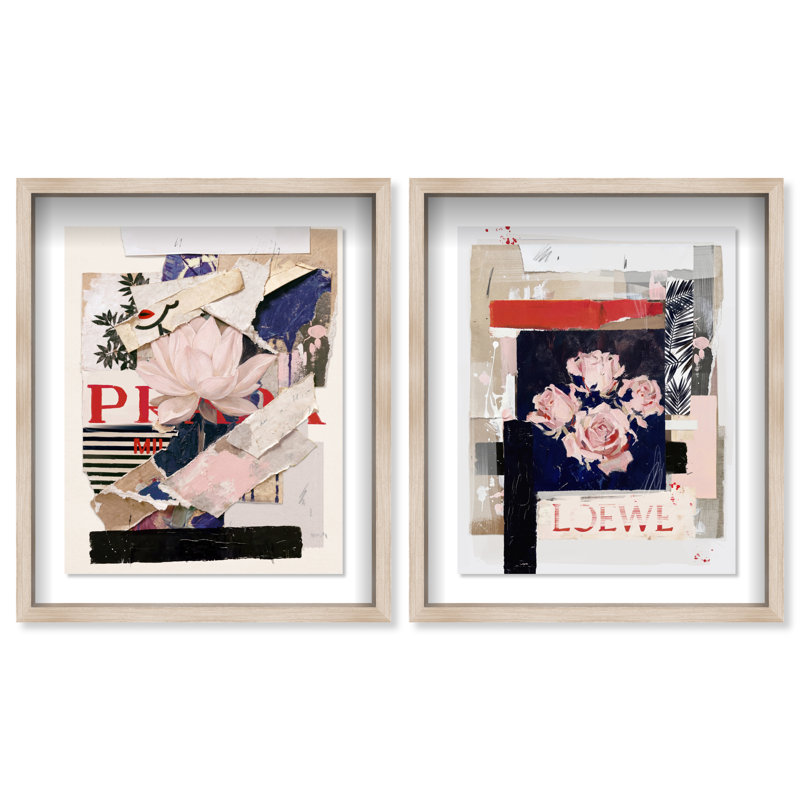 Milano Collage Set Shadowbox Floral & Botanical Print by Oliver Gal, Black Frame, 16 x 20, 21.5"H x 25.5"W