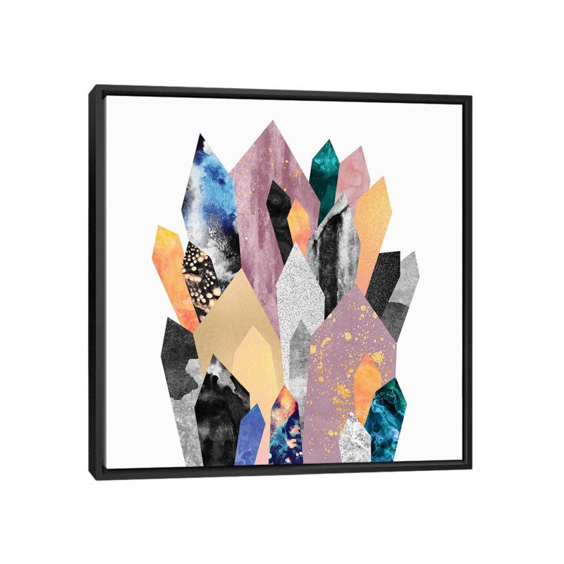 Crystals, impression sur toile tendue, H 18 po x l 18 po x P 1,5 po, Toile avec cadre noir, Pas de tapis