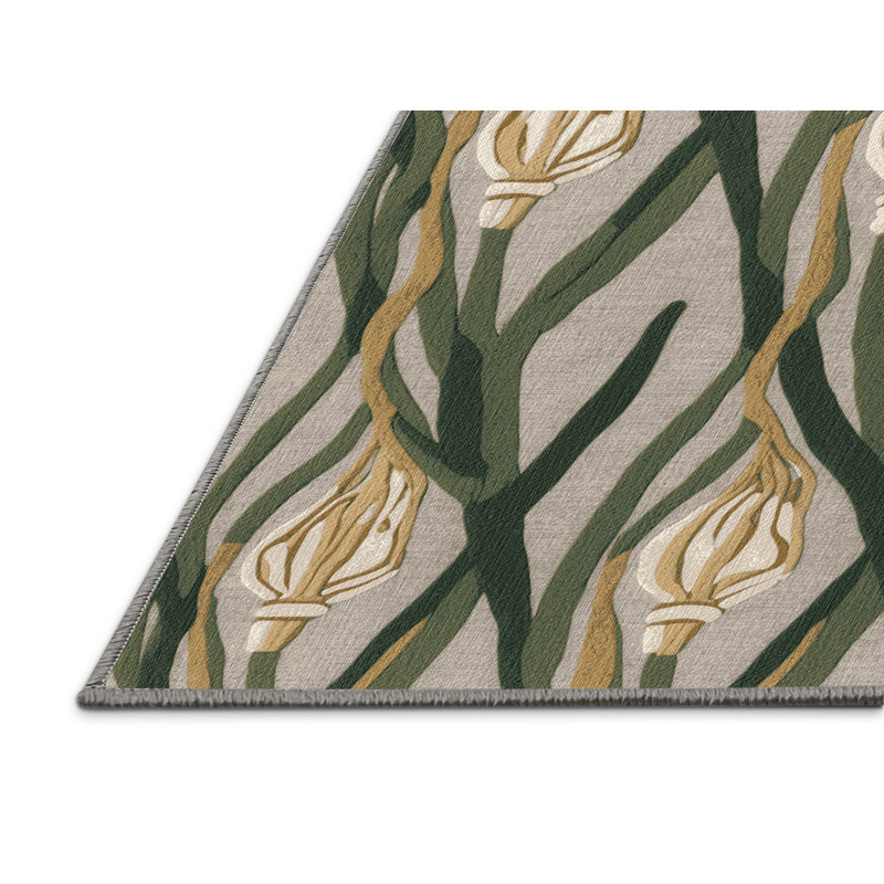 Washable Garlic Scapes Vegetables Area Rug, Square 4'