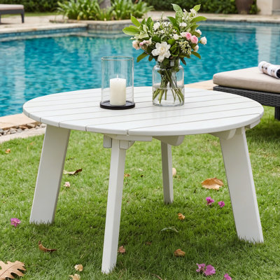 HDPE Round Coffee Table With Slatted Top