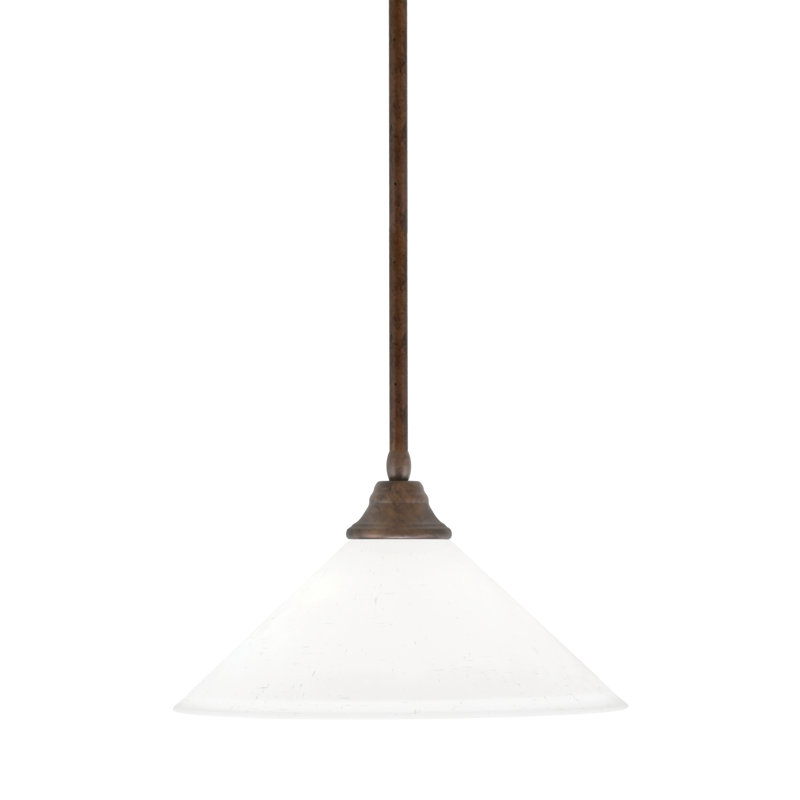 Luminaire suspendu à n'importe quelle tige, Mousseline blanche, Bronze foncé , H 7,5 po x l 13 po x P 13 po