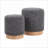 Ottomans Contemporary 2-Piece Nesting Set Black Terry Cloth Natural Wood Base| Wood-123499624