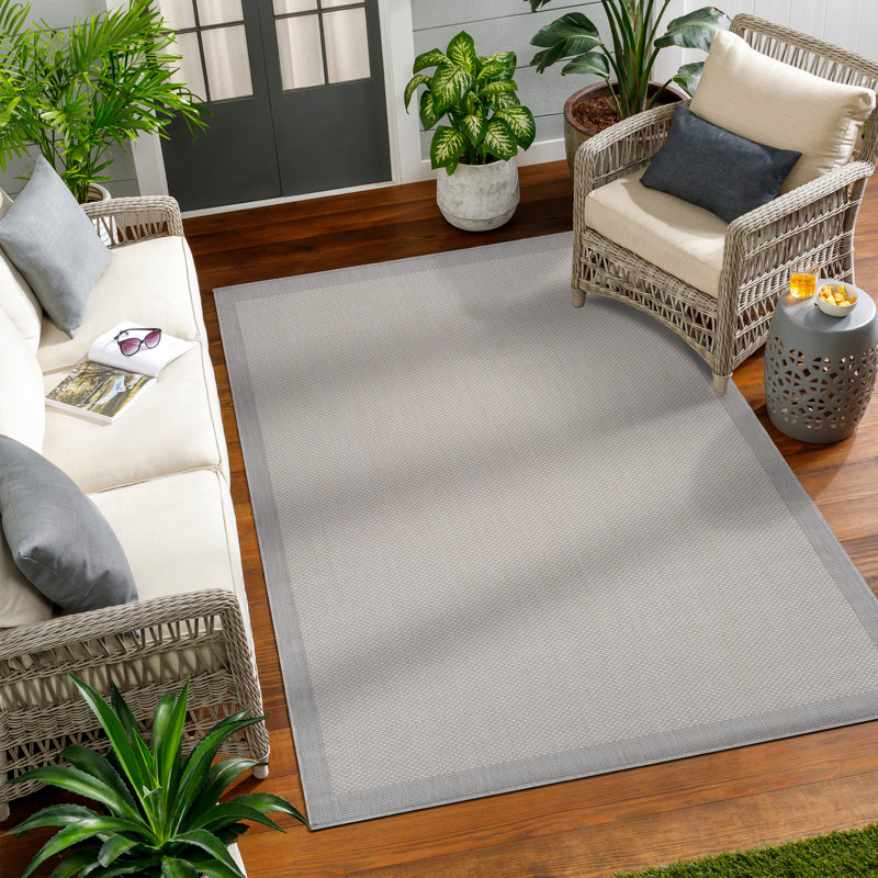 Foland Indoor & Outdoor Boho Rug Grey/Ivory, Rectangle 120 x 170cm