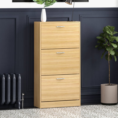 Vida 3 Drawer Flip Down Shoe Storage Free Standing Cabinet For Hallway