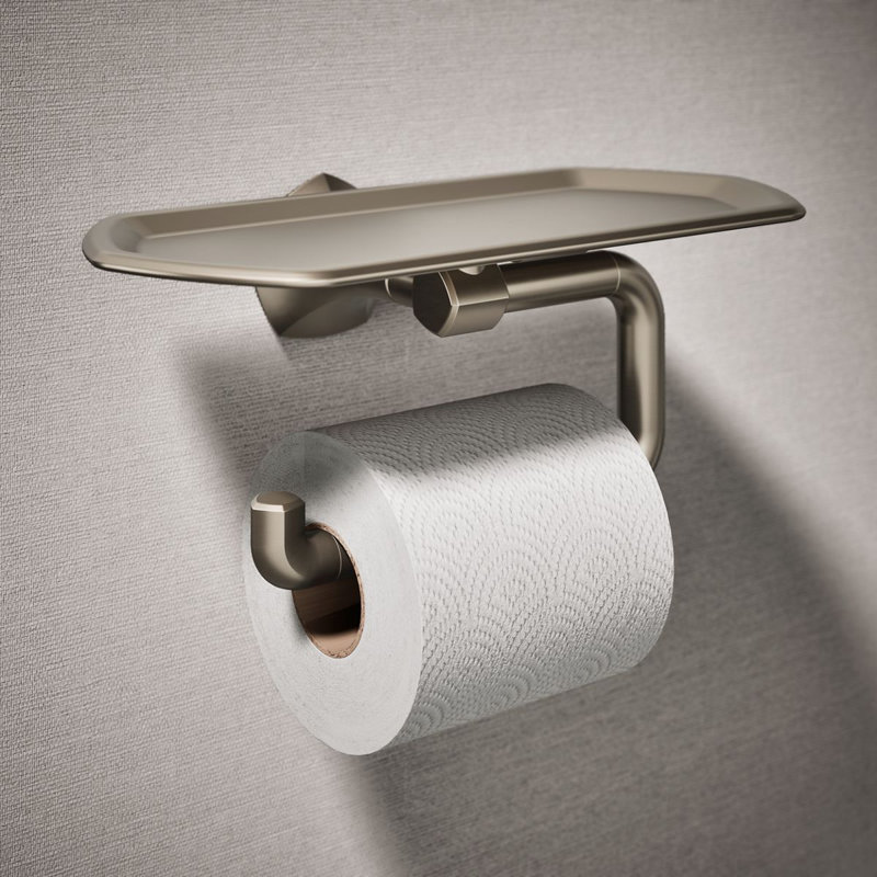 Occasion Toilet Paper Holder With Tray, Vibrant Brushed Bronze