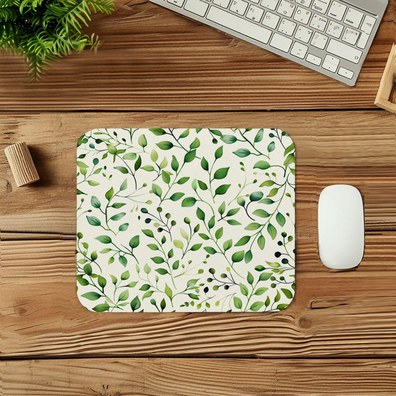 Botanical Green Botanical Plants IX Plant Leaves Cottage & Cottagecore Gaming Cute Office Laptop Desk Pad Gift Mat Square Rectangle Non-Slip Mousepad