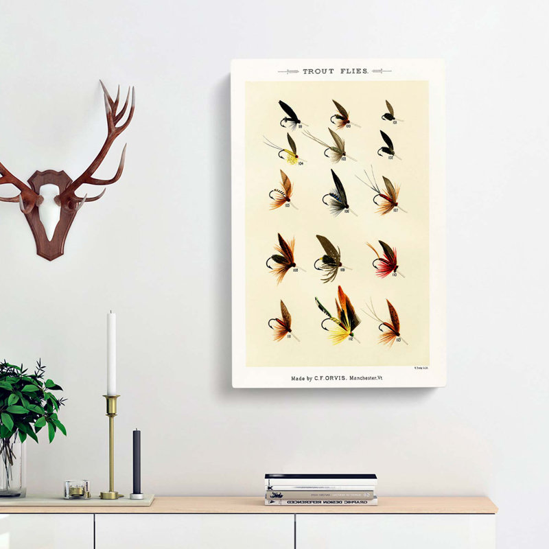 Trout Fishing Flies Version 4 by Mary Orvis Marbury - Wrapped Canvas, 60cm H x 40cm W x 3cm D