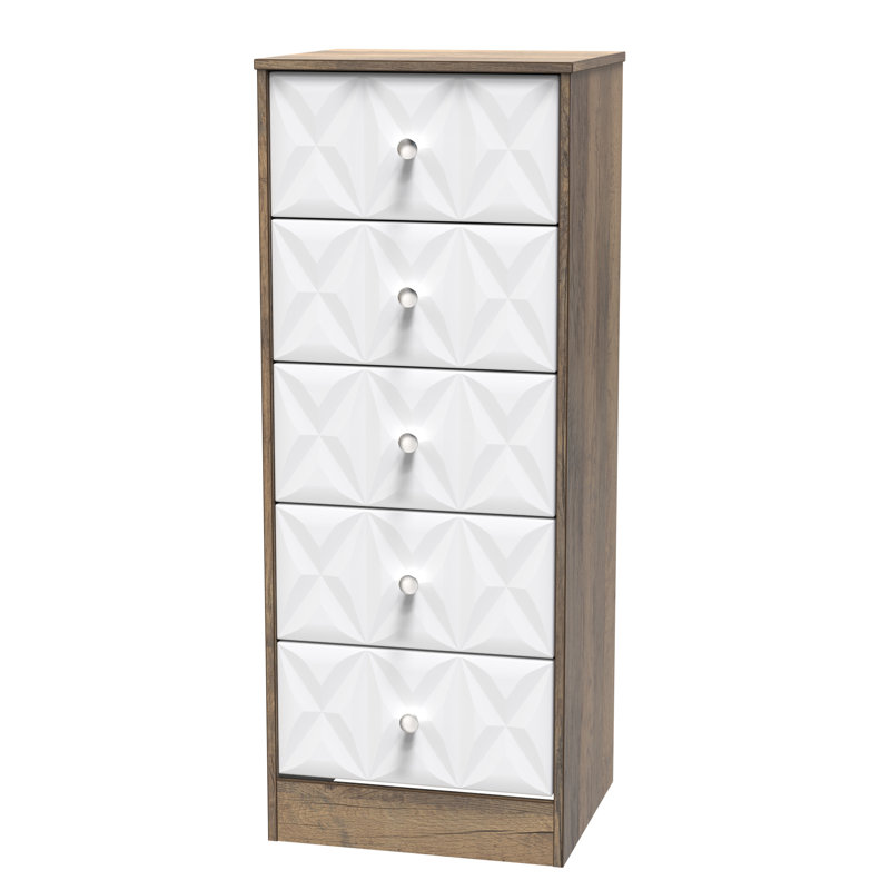 San Jose Bedside Table, White Matt/Vintage Oak