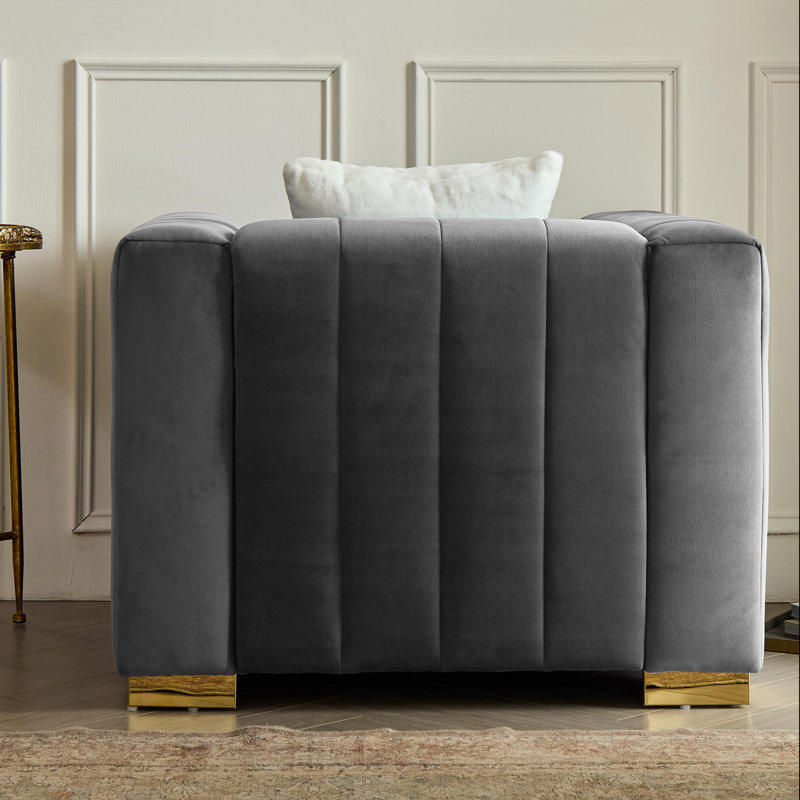 Fauteuil d'appoint 35,4 po, Doré, Gris