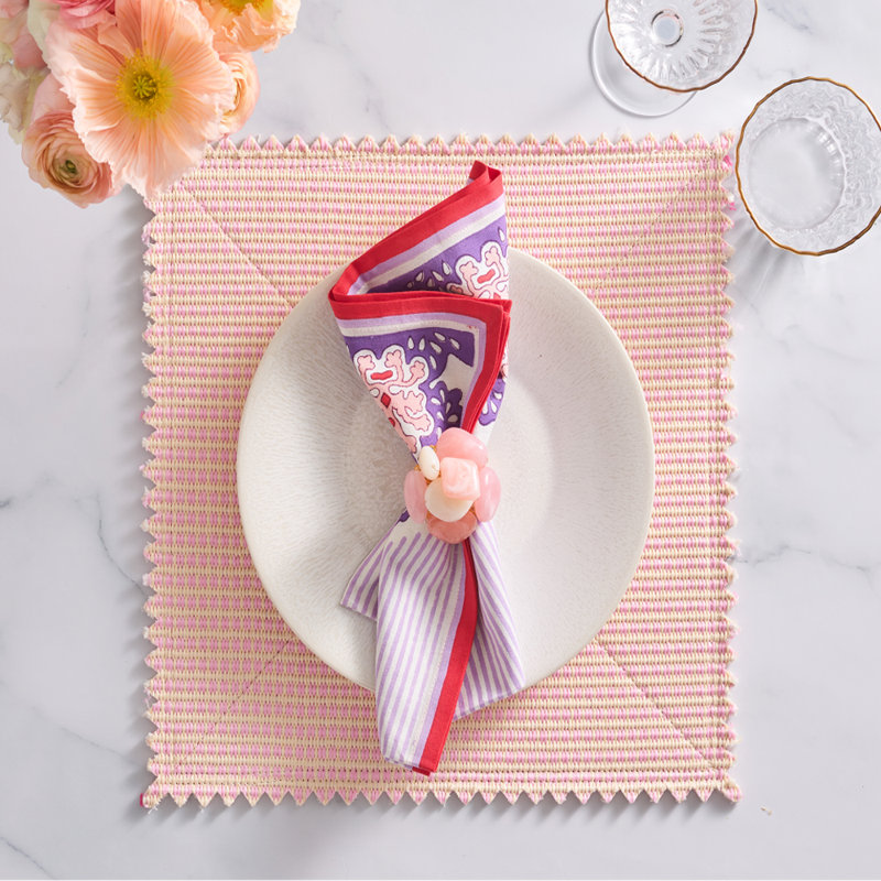 Filigree Napkin, White/Lilac/Coral
