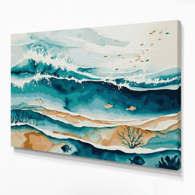 «Hawaiian Lagoon Waters», art mural sur toile beige
