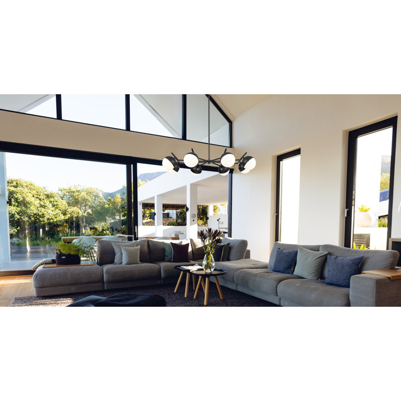 Lustre 8 lumières Trombetta en noir mat, Noir mat