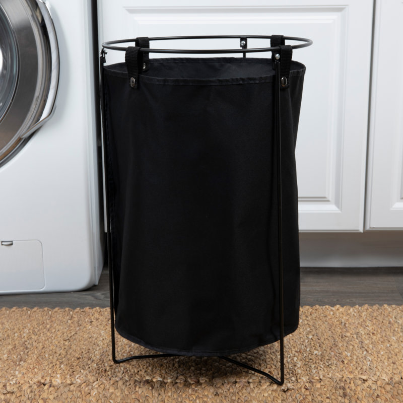 Black Metal Frame Laundry Hamper with Removable Canvas Bag