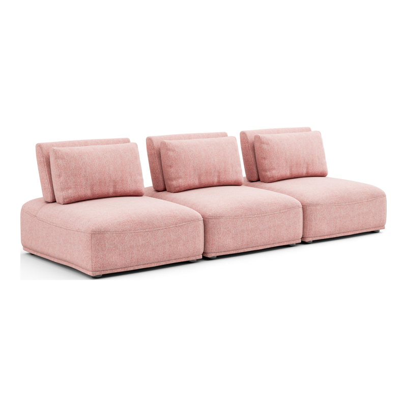Canapé modulaire 3 pièces Aukeem, Polyester rose