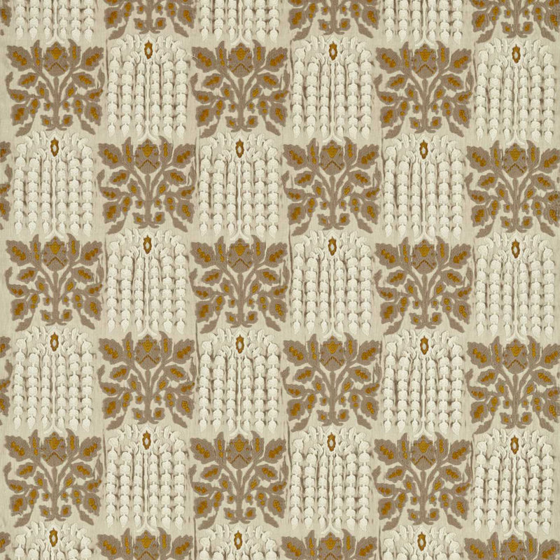 Nirvani Embroidery Fabric, Antique Gold