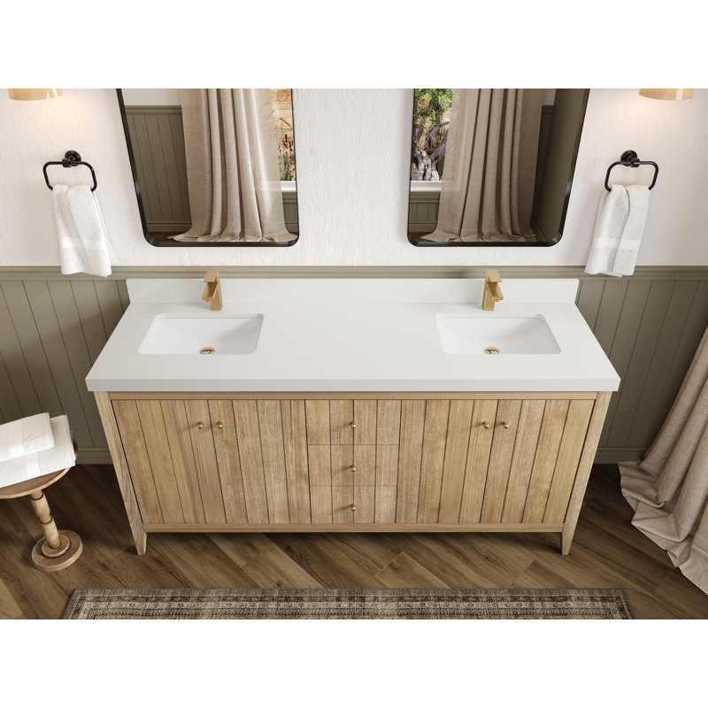 Teck d'Atlanta 72 po X P 22 po De salle de bain à double lavabo gris clair Quartz, Blanc