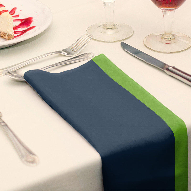 Striped Square Napkin, 10" W x 10" L, Midnight Blue/Aurora Green/Moonlight Grey, Polyester