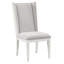 Chaises d'appoint de salle à manger 2 - Finition blanche patinée et lin gris rembourré chic pour