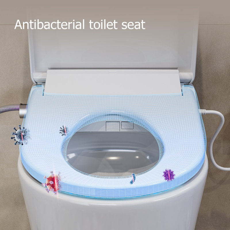 Smart Bidet Mandeville - Instant Warm Water - Silver-Ion Nozzle - Powerful Deodorization - Heated Seat & Warm Air Dryer - Dual Control (Remote & Knob) - Led Night Light