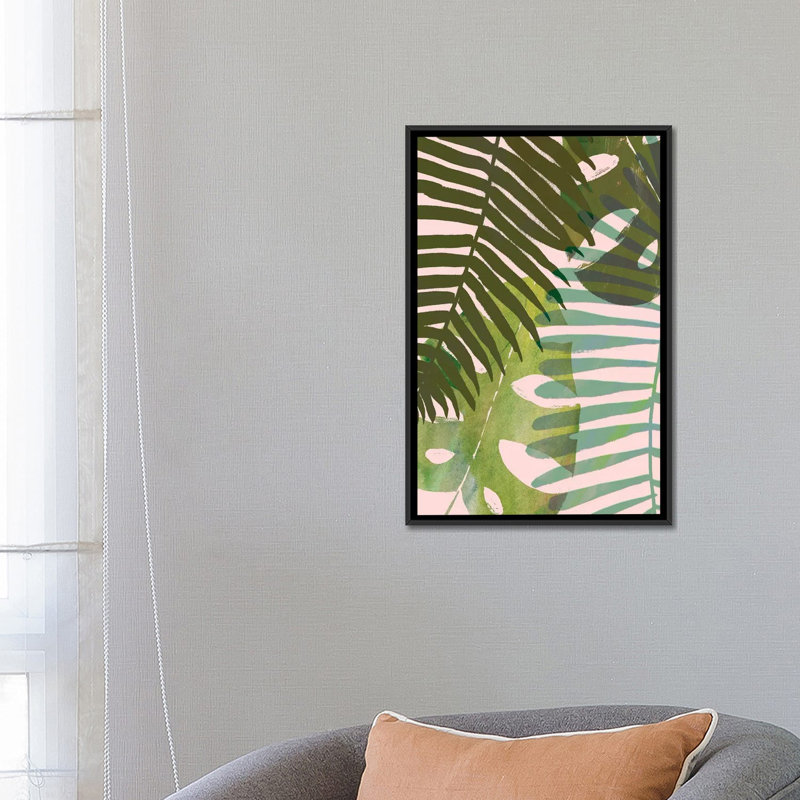 « tropical enchevêtrer i », art sur toile, H 26 po x l 18 po x P 1,5 po, Toile avec cadre noir, Pas de tapis